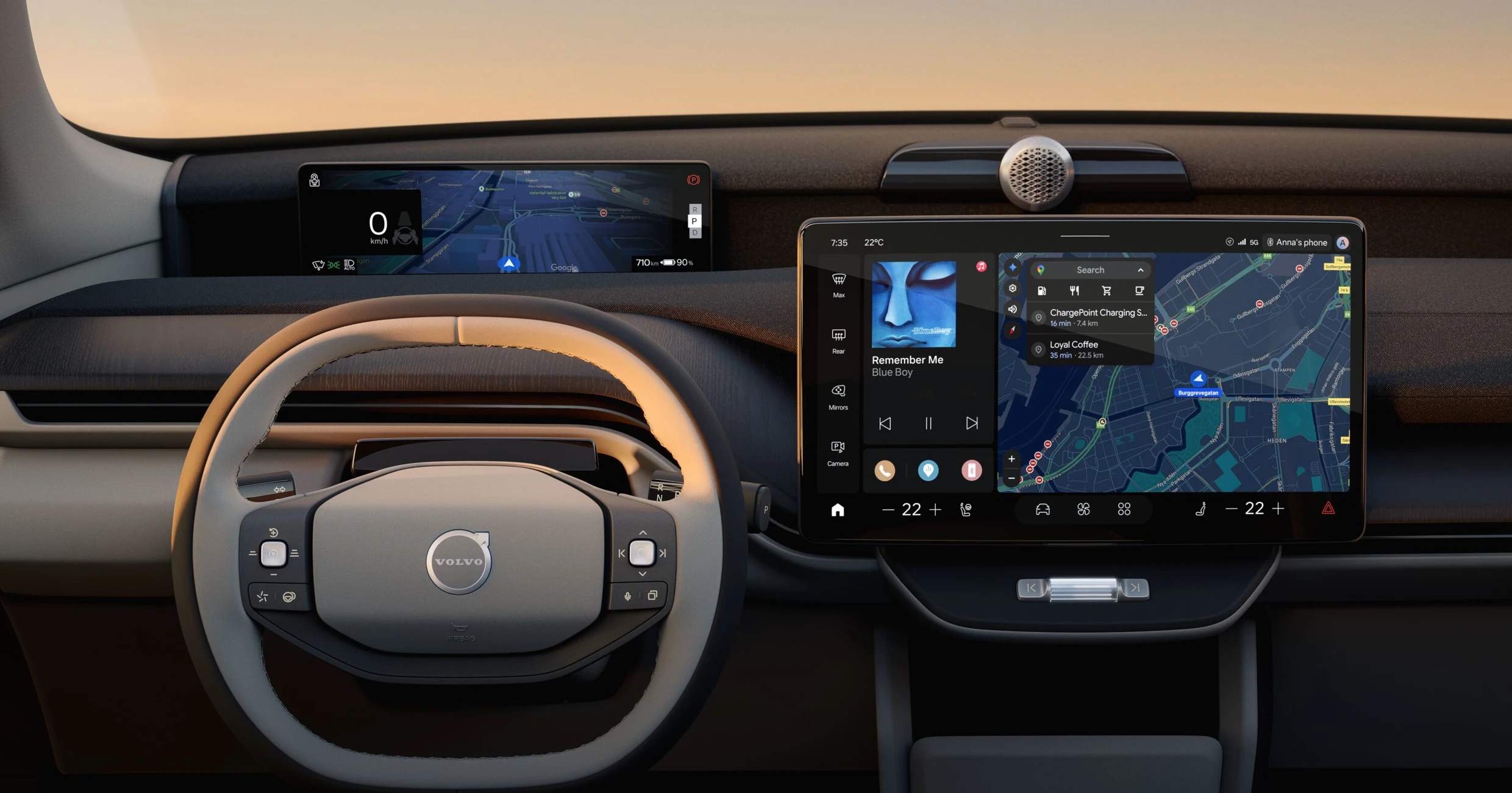 Dubbla skärmar och Google inbyggt: Volvo EX60:s interiör är ett exempel på att teknik och lyx kan gå perfekt hand i hand.