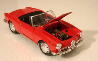 En förföriskt röd 1959 Alfa Romeo Giulietta Spider i skala 1/18 från Ricko