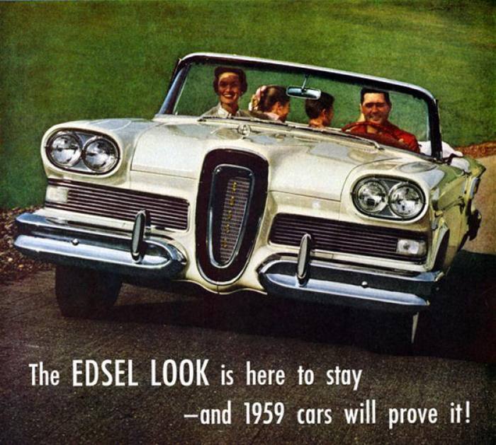 En glädjebild där man är övertygad att andra märken skall ha Edsel som förebild.