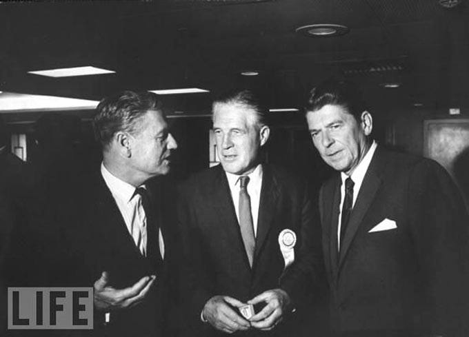 Tre tungviktare inom amerikansk politik: Från vänster Rockefeller, George Romney samt Ronald Reagan.
Foto: LIFE