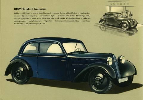 Bild ur den svenska originalbroschyren över 1939 års DKW. © Copyright WORLD MOTOR PRESS arkiv.