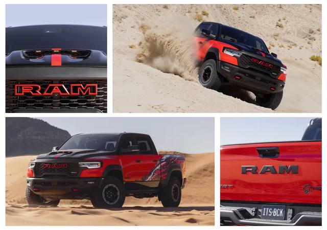 Detaljer som den svarta SRT-loggan och dekorelementen på flaket framhäver att Ram 1500 SRT TRX är något utöver det vanliga.