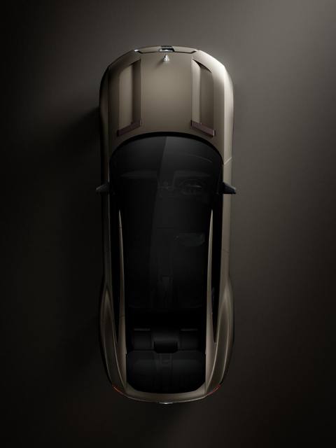 Bentley Torcal har en ny aerodynamisk design som syns tydligt från ovan. Här med en beigebrun exteriör och takrails i kopparfärg.